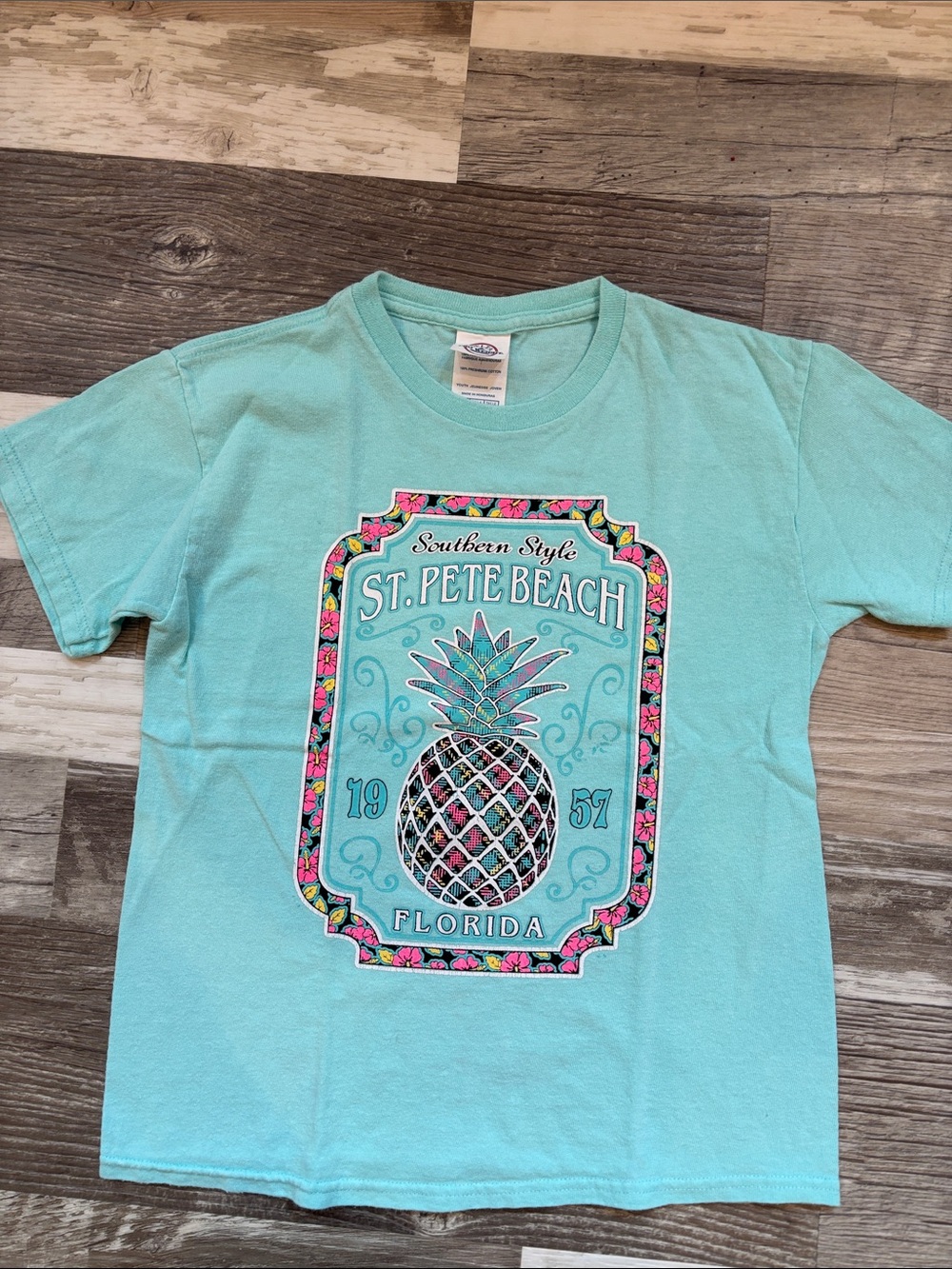 Kids St. Pete Beach Pineapple Graphic Tee - Mint size M
